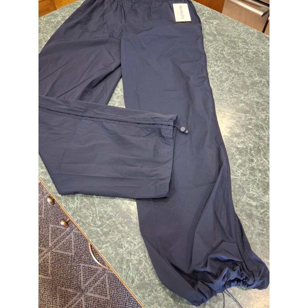 Athleta Pantalon Rise Track Pants Power Of She Navy Sz M Women Bungee Nylon NWT